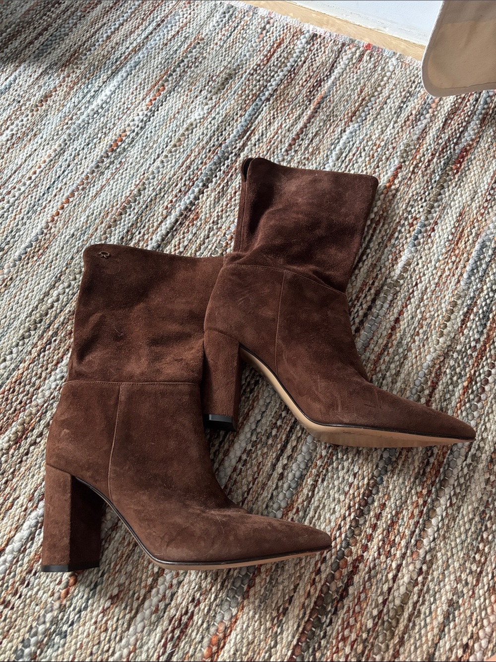 Gianvito Rossi Brown Suede Pointed Toe Block Heel Boots